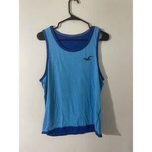 Vintage Hollister Men's Medium Blue Muscle‎ Tank Top Y2K 90's